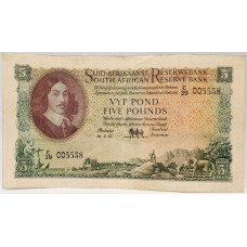 SOUTH AFRICA 1955 . FIVE 5 POUNDS BANKNOTE